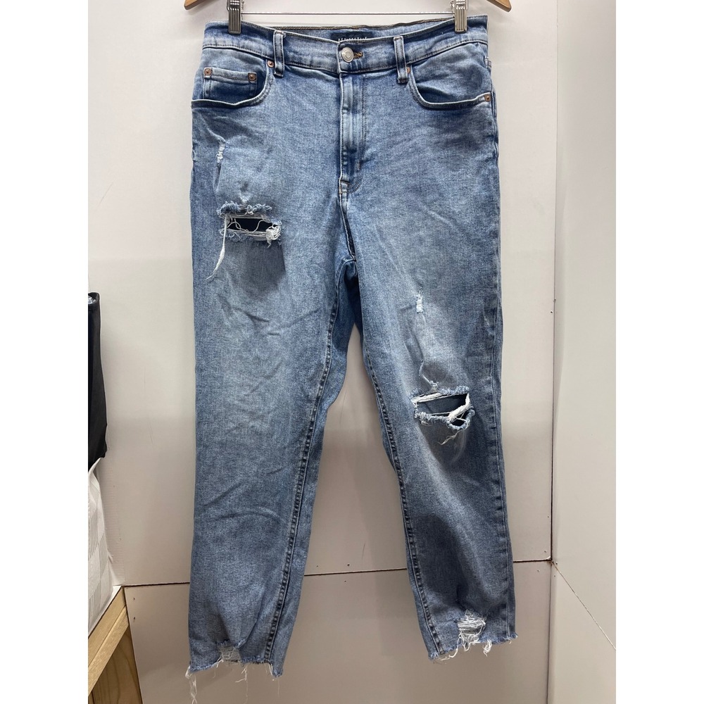 Aeropostale Curvy Mom Jeans Light Wash Distressed Frayed Hem Size 12 Reg